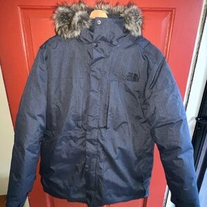 The North Face Men's 550 DryVent Blue Jacket with Fur Hood
